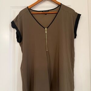 Express Women's Brown Blouse with Black Accents